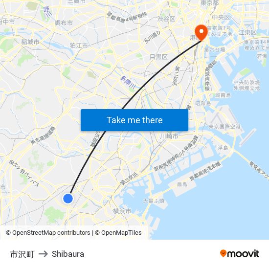 市沢町 to Shibaura map