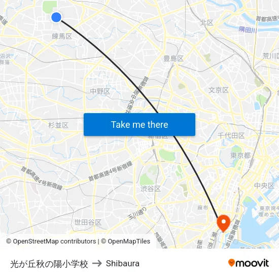 Hikarigaoka Aki no Hi Elementary School to Shibaura map