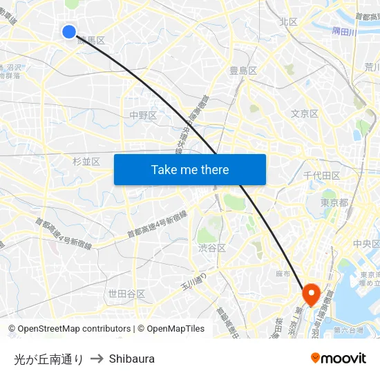 光が丘南通り to Shibaura map