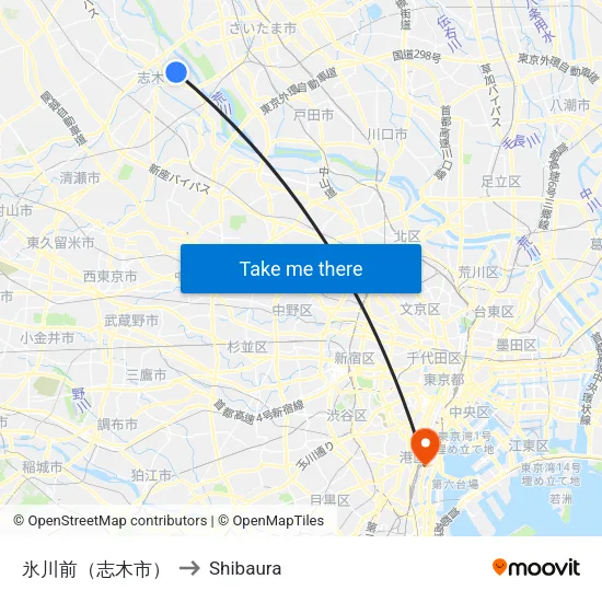 Hikawa (Shiki) to Shibaura map