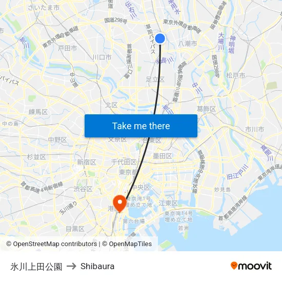 氷川上田公園 to Shibaura map