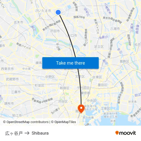 Hirogayato to Shibaura map