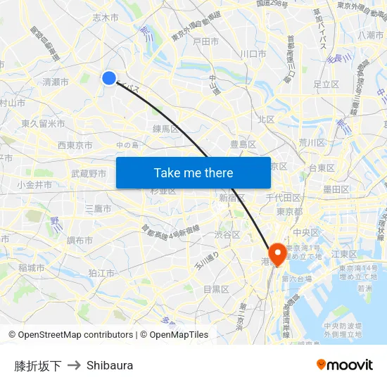 Hizaori Slope Bottom to Shibaura map