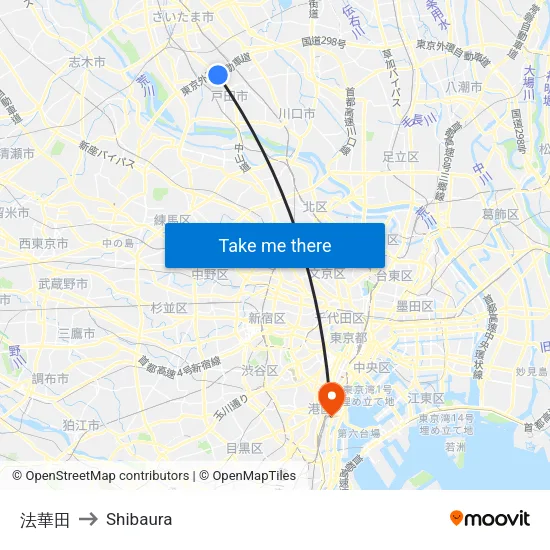 法華田 to Shibaura map