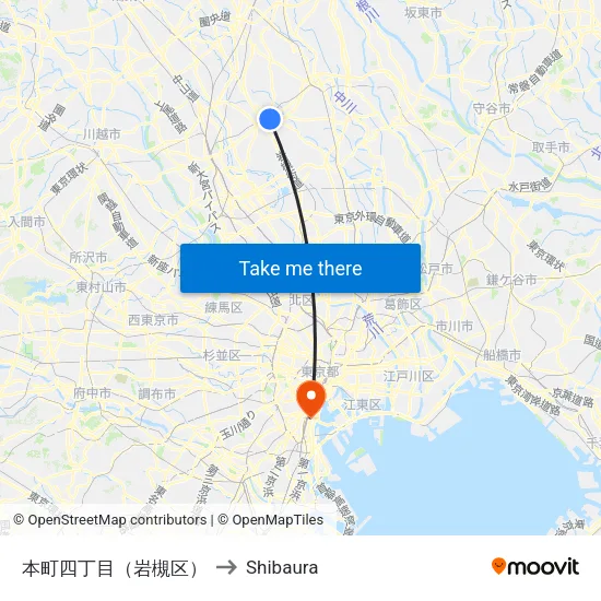 本町四丁目（岩槻区） to Shibaura map