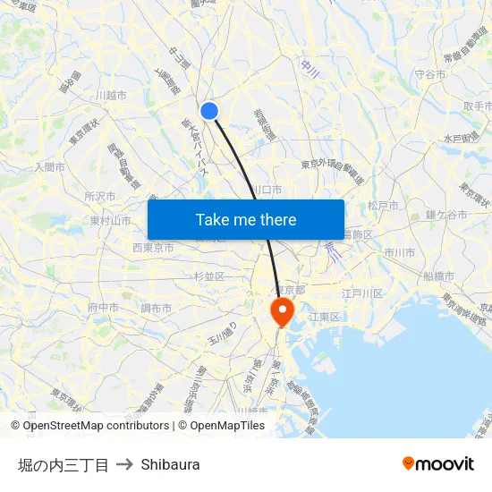 堀の内三丁目 to Shibaura map