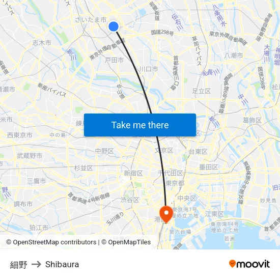 細野 to Shibaura map