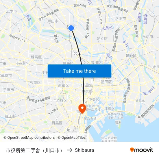 City Hall Second Building (Kawaguchi) to Shibaura map