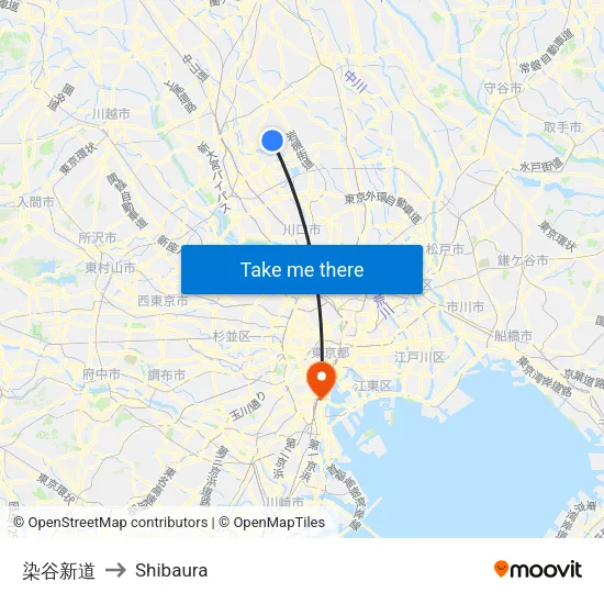 染谷新道 to Shibaura map