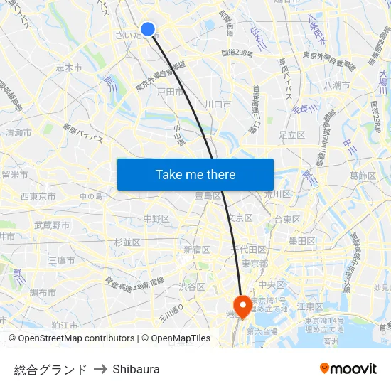 総合グランド to Shibaura map