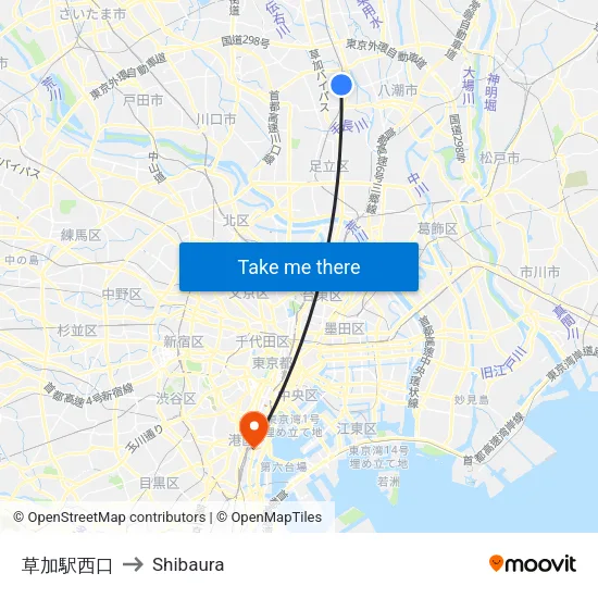 Soka Station West Exit to Shibaura map