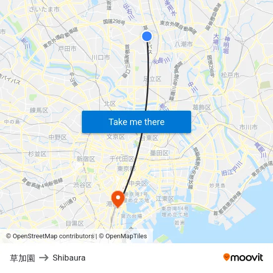 草加園 to Shibaura map