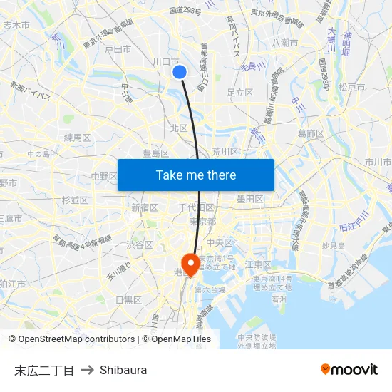 末広二丁目 to Shibaura map