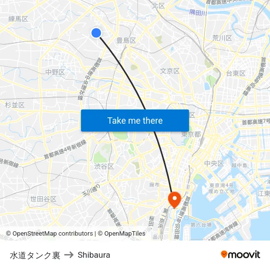 水道タンク裏 to Shibaura map