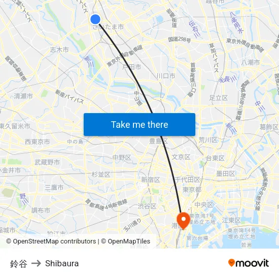 鈴谷 to Shibaura map