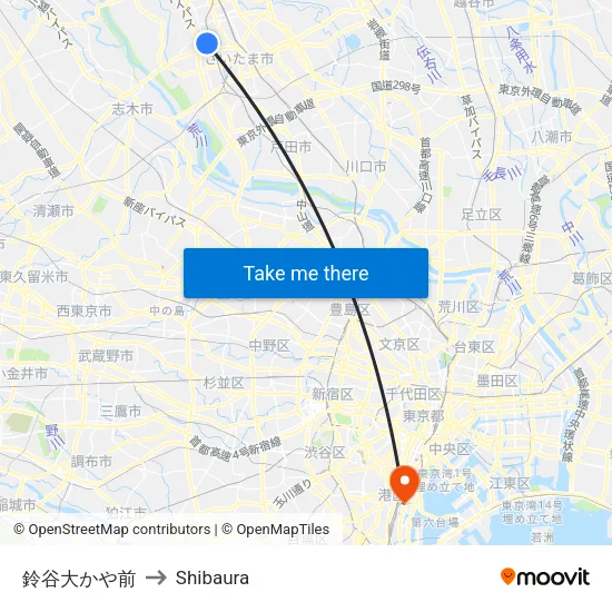 Suzuya Okaya Front to Shibaura map