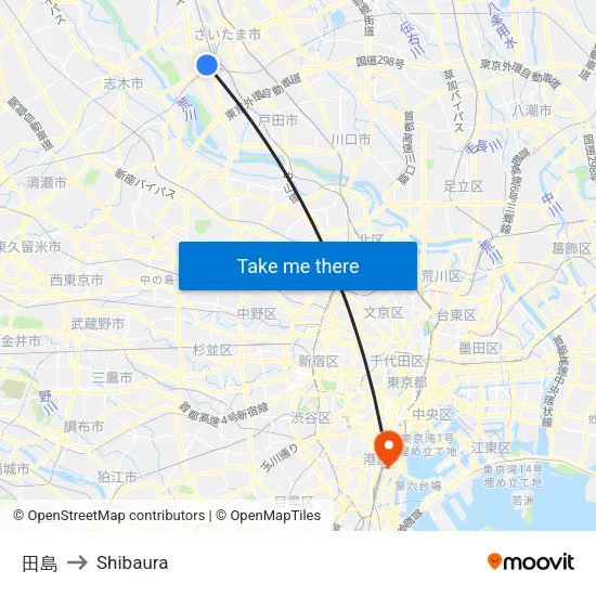 Tajima to Shibaura map