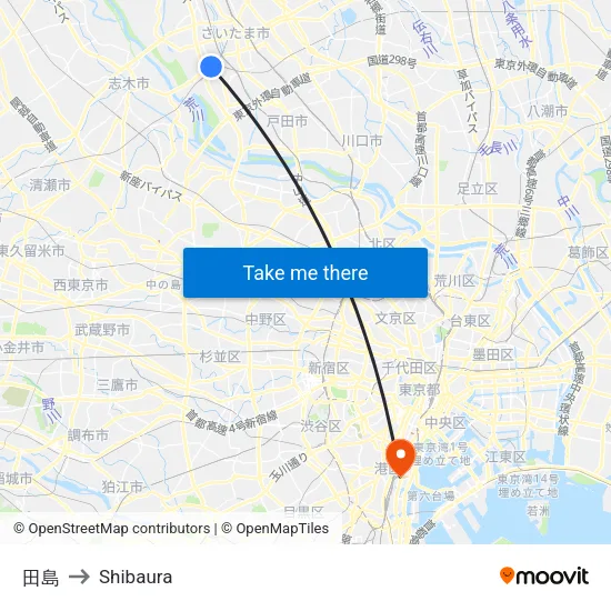 田島 to Shibaura map