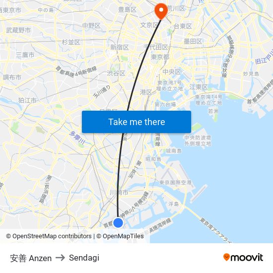 安善 Anzen to Sendagi map
