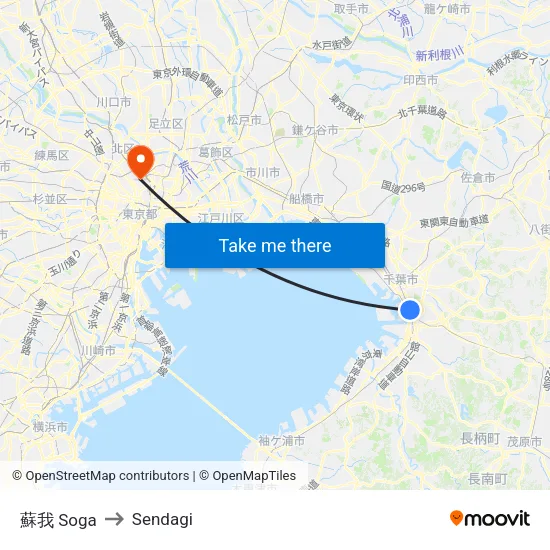 蘇我 Soga to Sendagi map