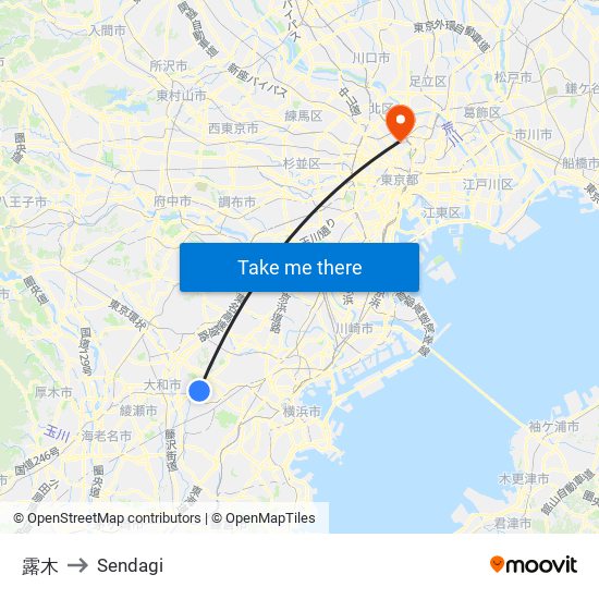 露木 to Sendagi map
