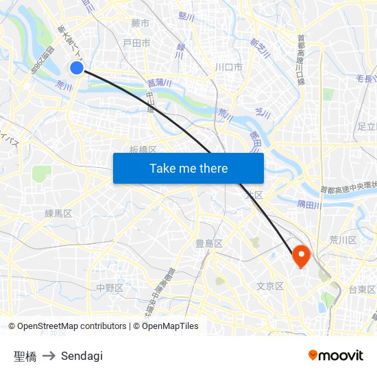 聖橋 to Sendagi map