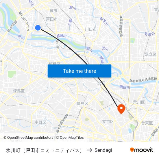 氷川町（戸田市コミュニティバス） to Sendagi map