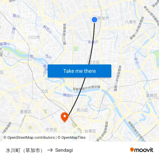 氷川町（草加市） to Sendagi map