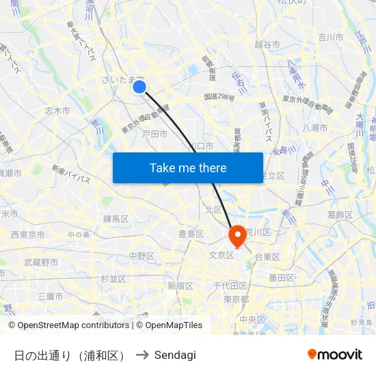 日の出通り（浦和区） to Sendagi map