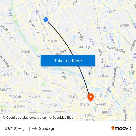堀の内三丁目 to Sendagi map
