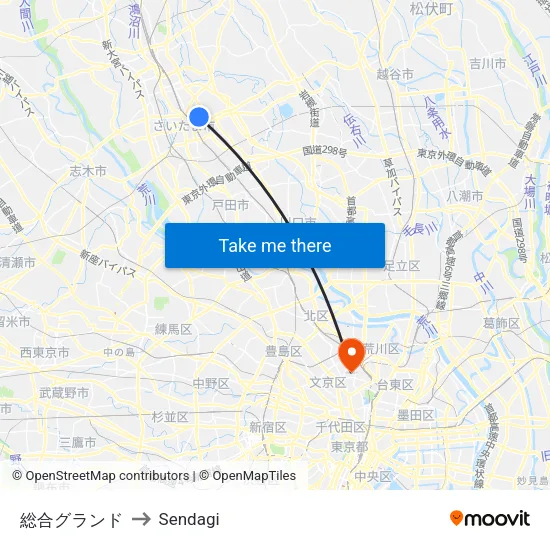 Sports Ground to Sendagi map
