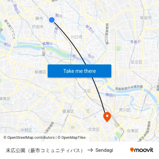末広公園（蕨市コミュニティバス） to Sendagi map
