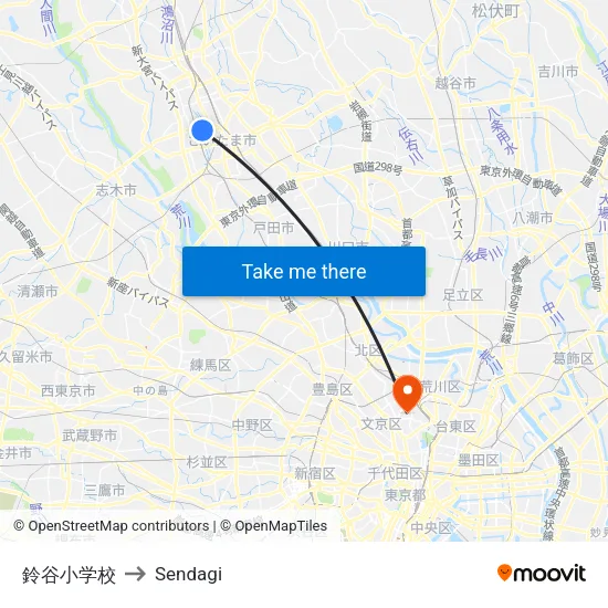 鈴谷小学校 to Sendagi map