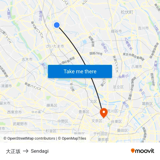 大正坂 to Sendagi map