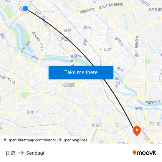Tajima to Sendagi map