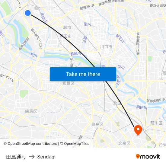 田島通り to Sendagi map