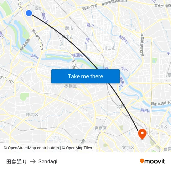 Tajima Street to Sendagi map