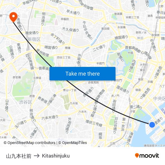 山九本社前 to Kitashinjuku map
