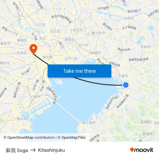 Soga to Kitashinjuku map