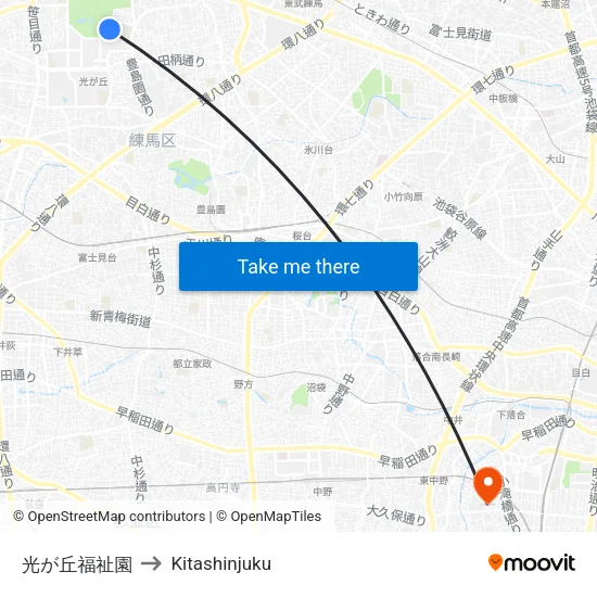 Hikarigaoka Welfare Center to Kitashinjuku map