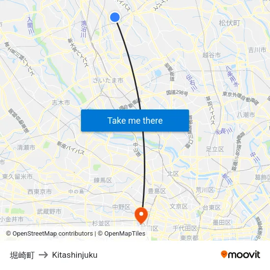 堀崎町 to Kitashinjuku map