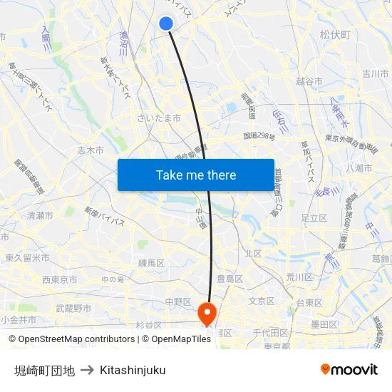 Horisaki Housing Complex to Kitashinjuku map