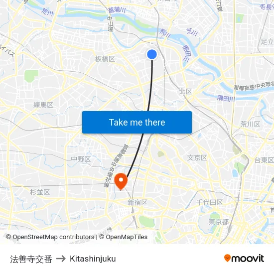 法善寺交番 to Kitashinjuku map