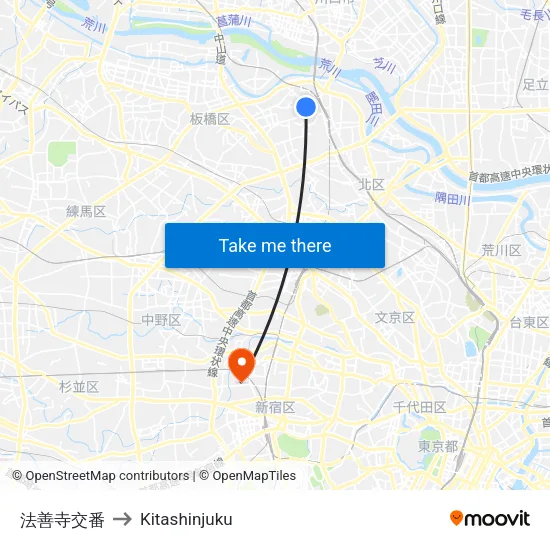 法善寺交番 to Kitashinjuku map