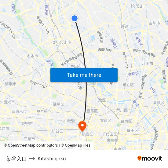 Someya Entrance to Kitashinjuku map