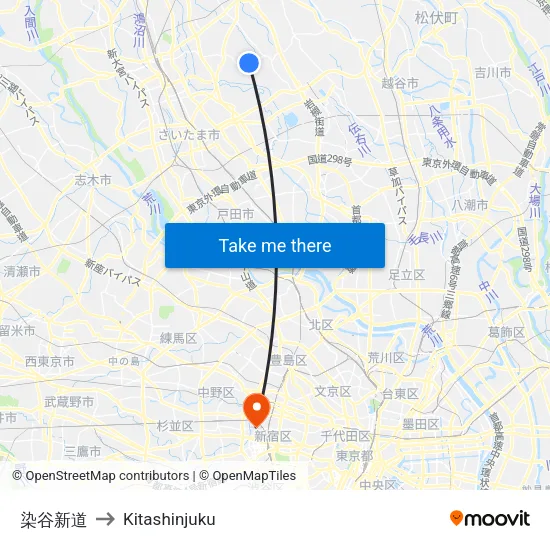 Someya Shindo to Kitashinjuku map