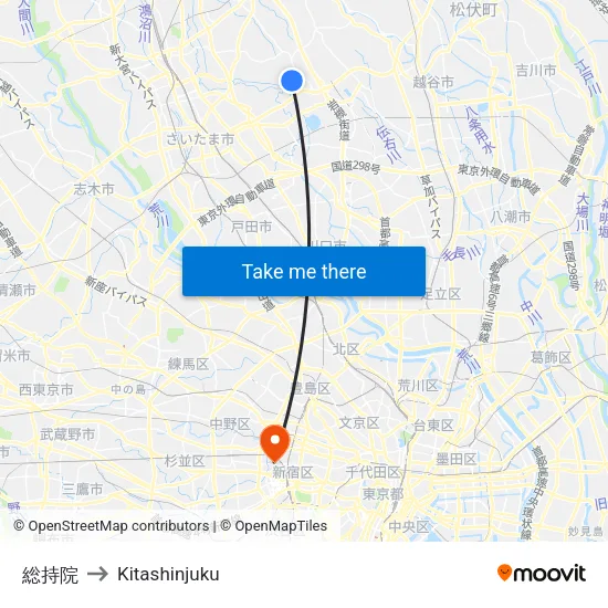 Sojiin Temple to Kitashinjuku map