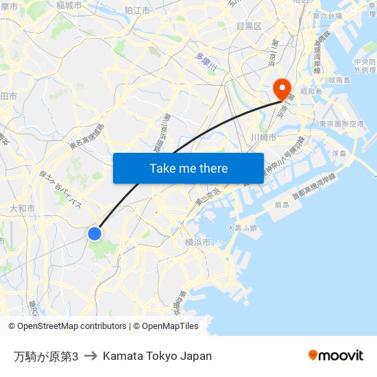 万騎が原第3 to Kamata Tokyo Japan map
