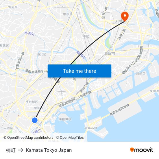 楠町 to Kamata Tokyo Japan map