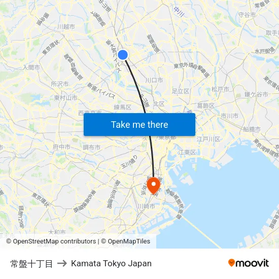 Tokiwa 10th Block to Kamata Tokyo Japan map